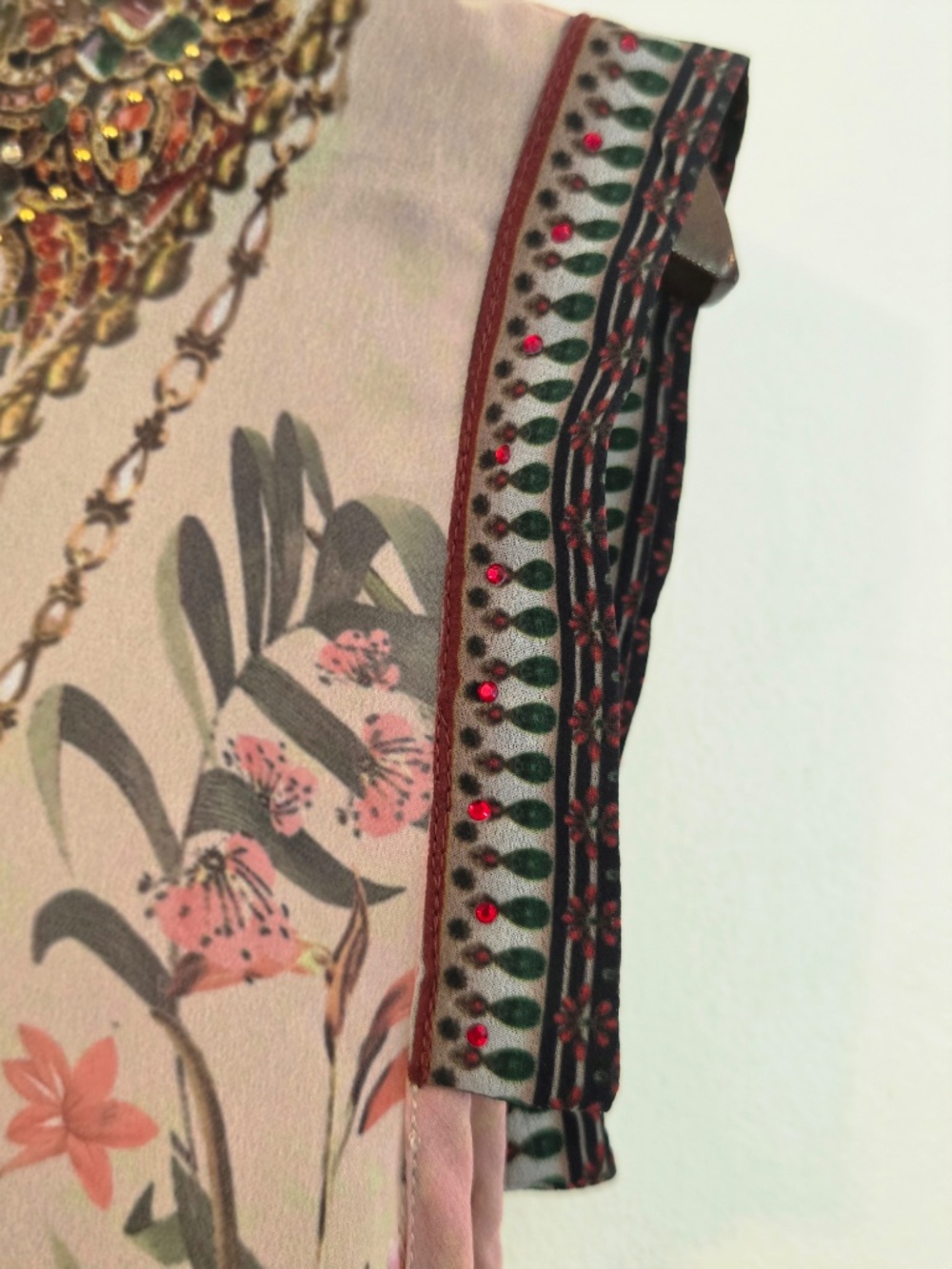 Desigual dress L pink/black midi hi/low metallic florals gems sleeveless boho - Picture 8 of 16